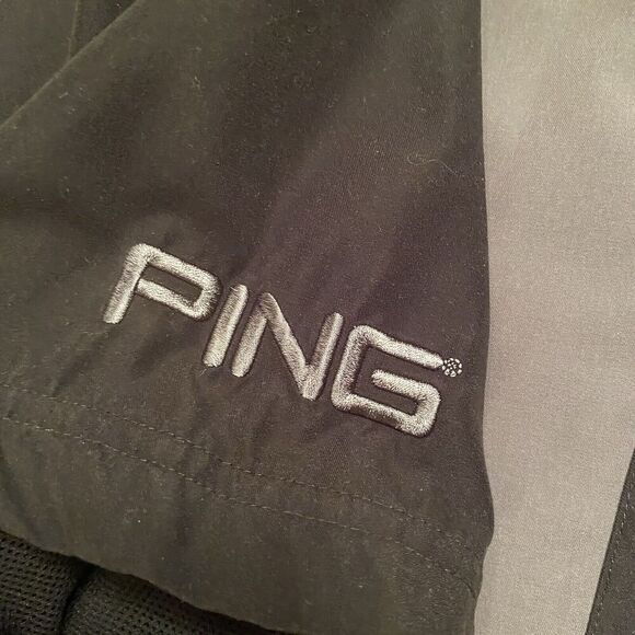 PING Jacket Men XL Black Gray Windbreaker Pullover Quarter Button Snap Golf - Picture 3 of 11